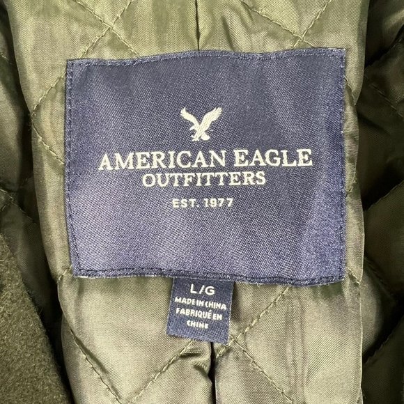 American Eagle Peacoat Women L Army Green Winter Fall Miliatary Wool Jacket Coat - Picture 6 of 16
